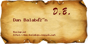 Dan Balabán névjegykártya